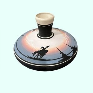 Handcrafted Ceramic Vase with Sunset Design